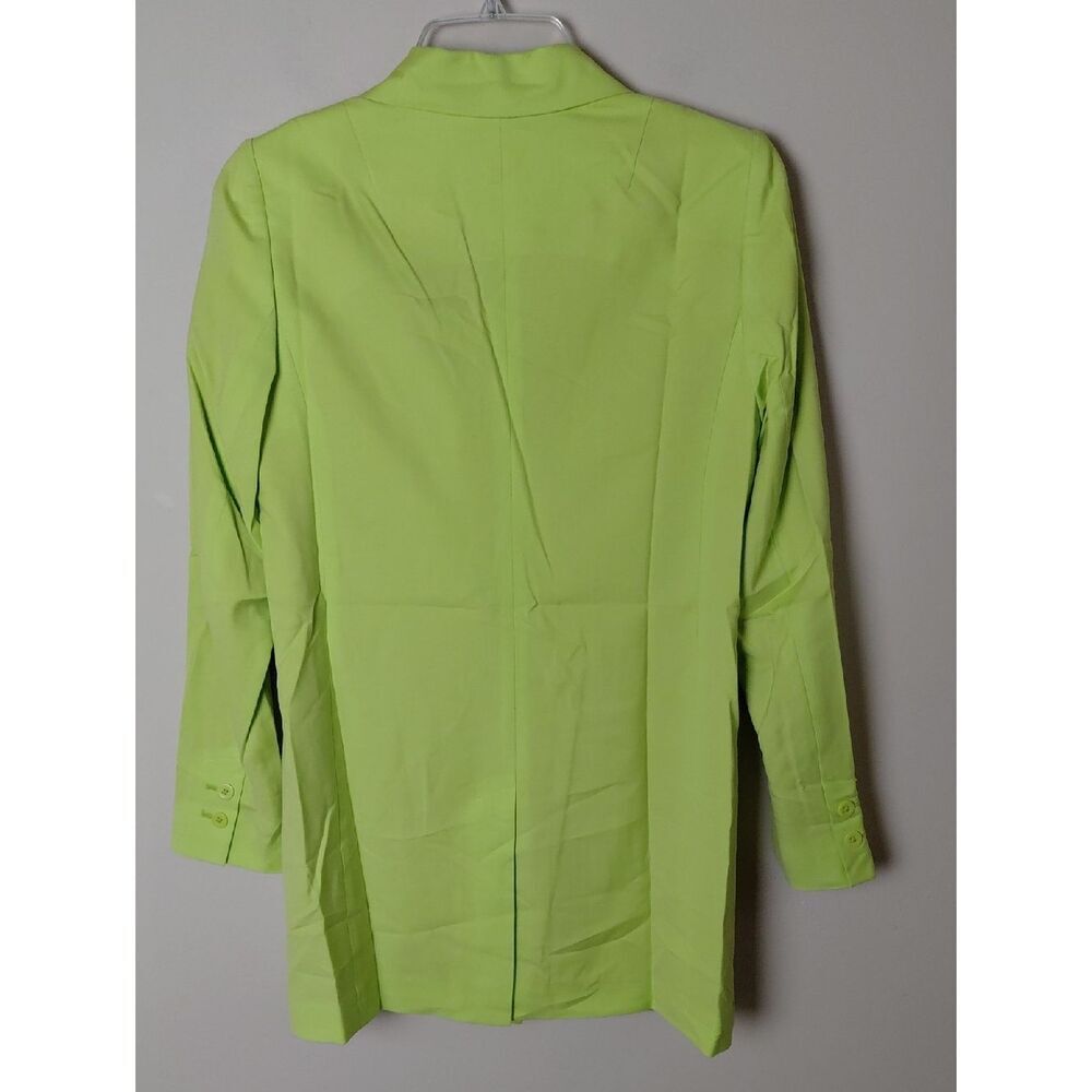 Wildfang The Empower Blazer Neon Lime Green Double Breasted Long NWT Extra SMALL - Picture 6 of 9